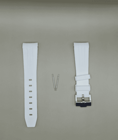 Premium White Silicone Rubber Watch Strap Replacement – 21mm Sport Style Band with Stainless Steel Buckle