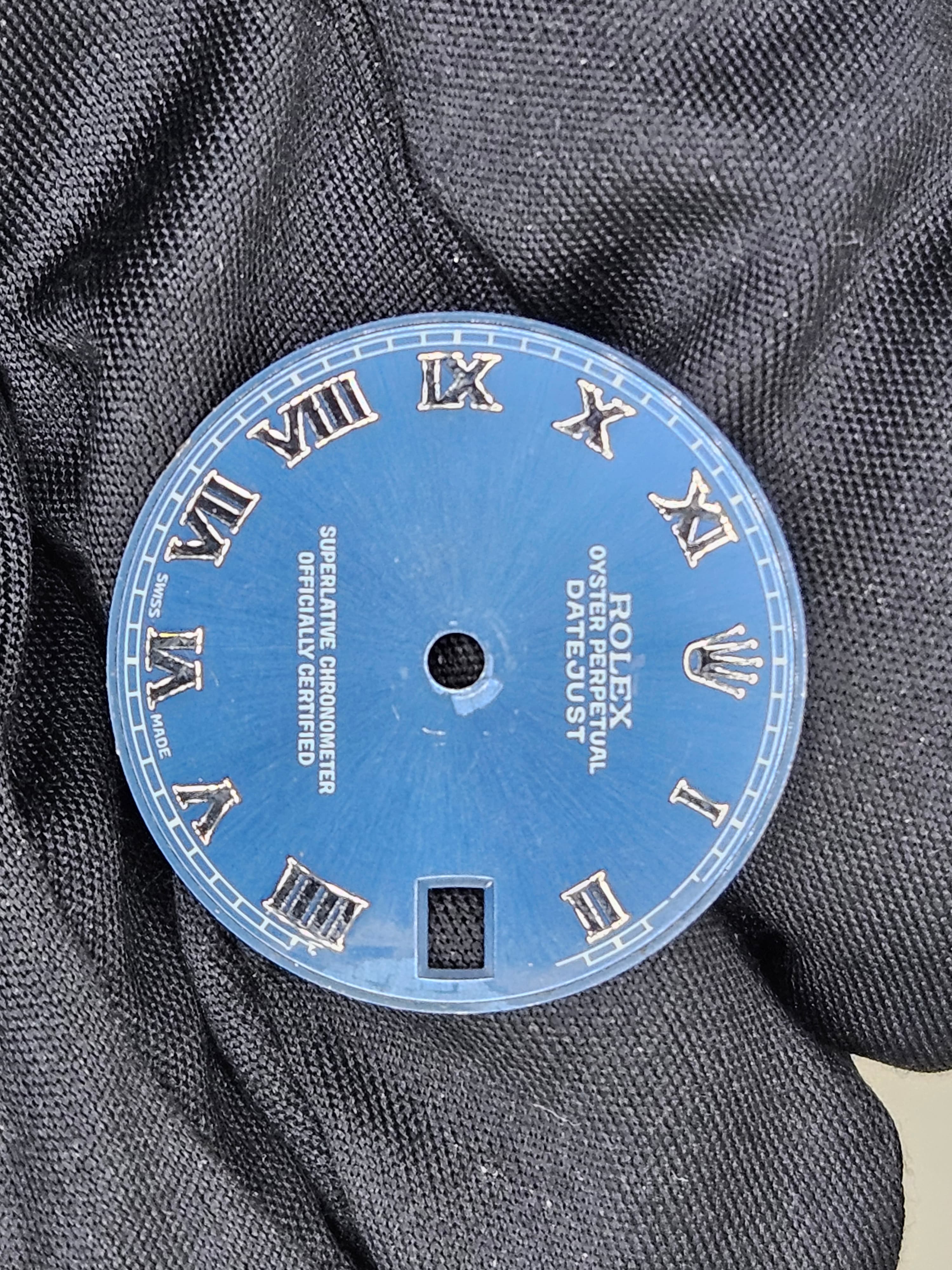 Blue Datejust Style Watch Dial – Sunburst Roman Numeral Mod Dial