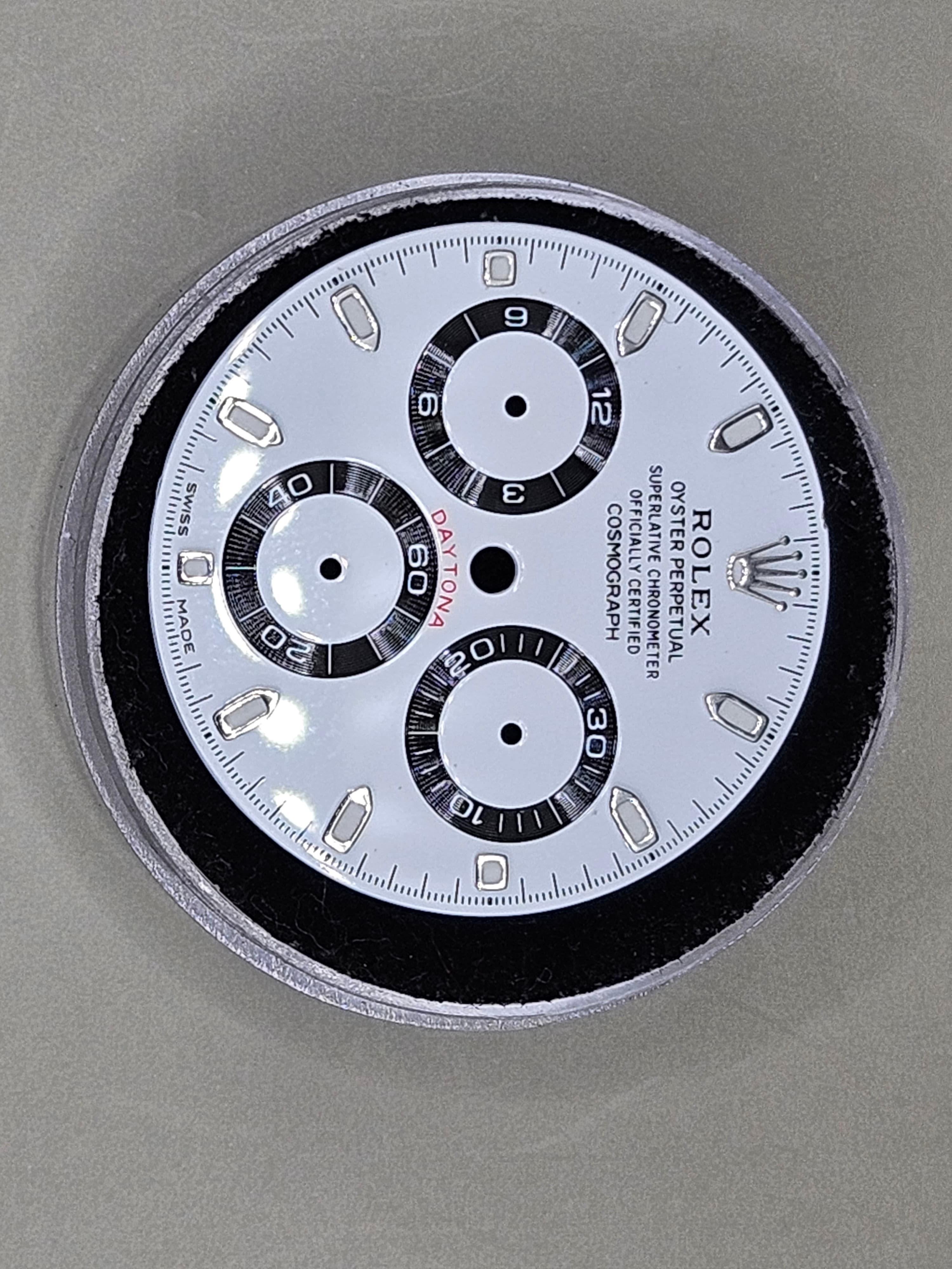 Daytona Panda Dial – White Chronograph Replacement Watch Dial with Black Subdials