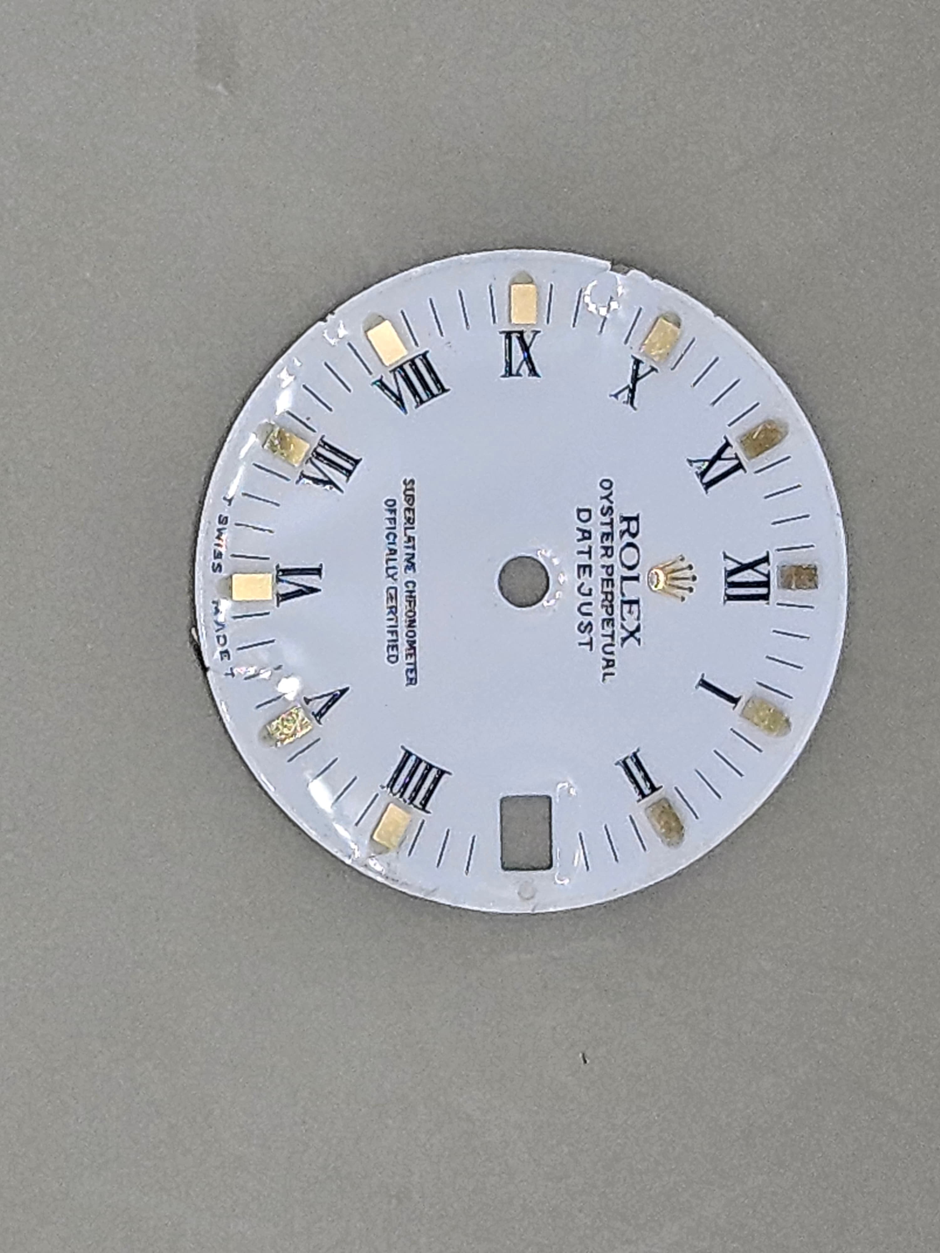 Datejust White Roman Dial – Gold Accent Replacement Watch Dial with Date Window
