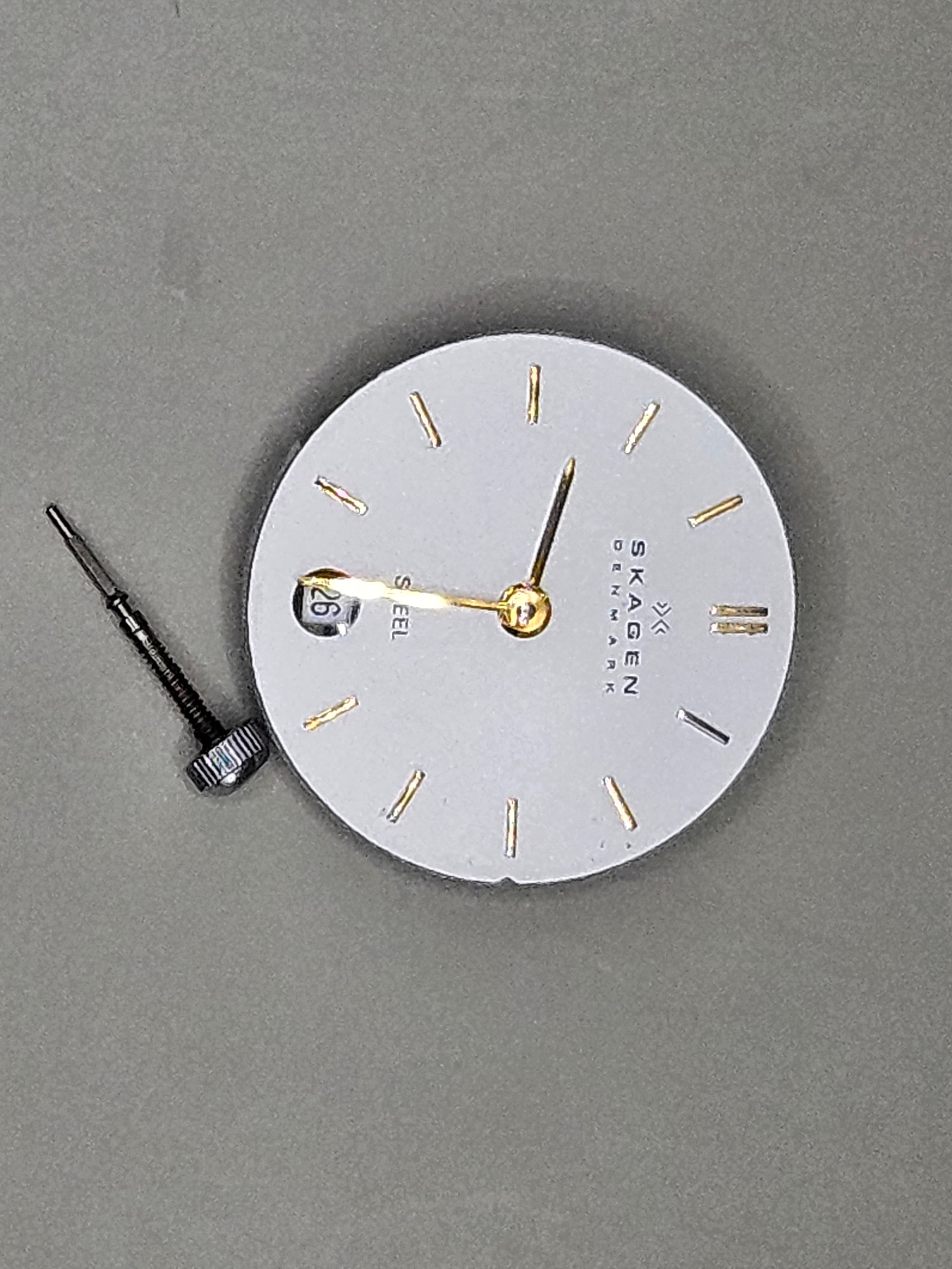 Vintage Skagen Denmark Quartz Watch Dial & Movement – White Minimalist Parts Repair Set