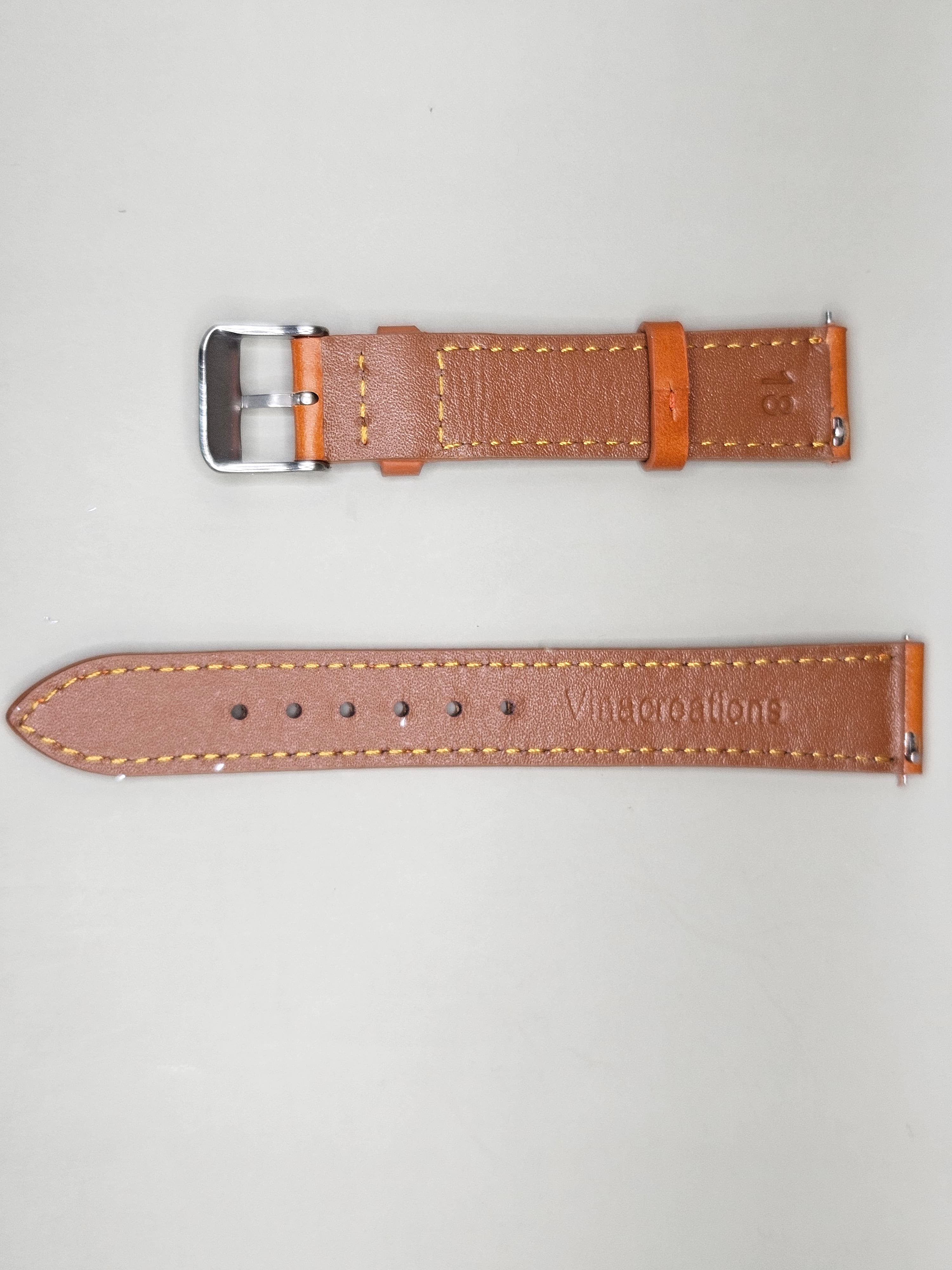 18mm Vinacreations Brown Genuine Leather Watch Strap Band – Quick Release Replacement Watch Band