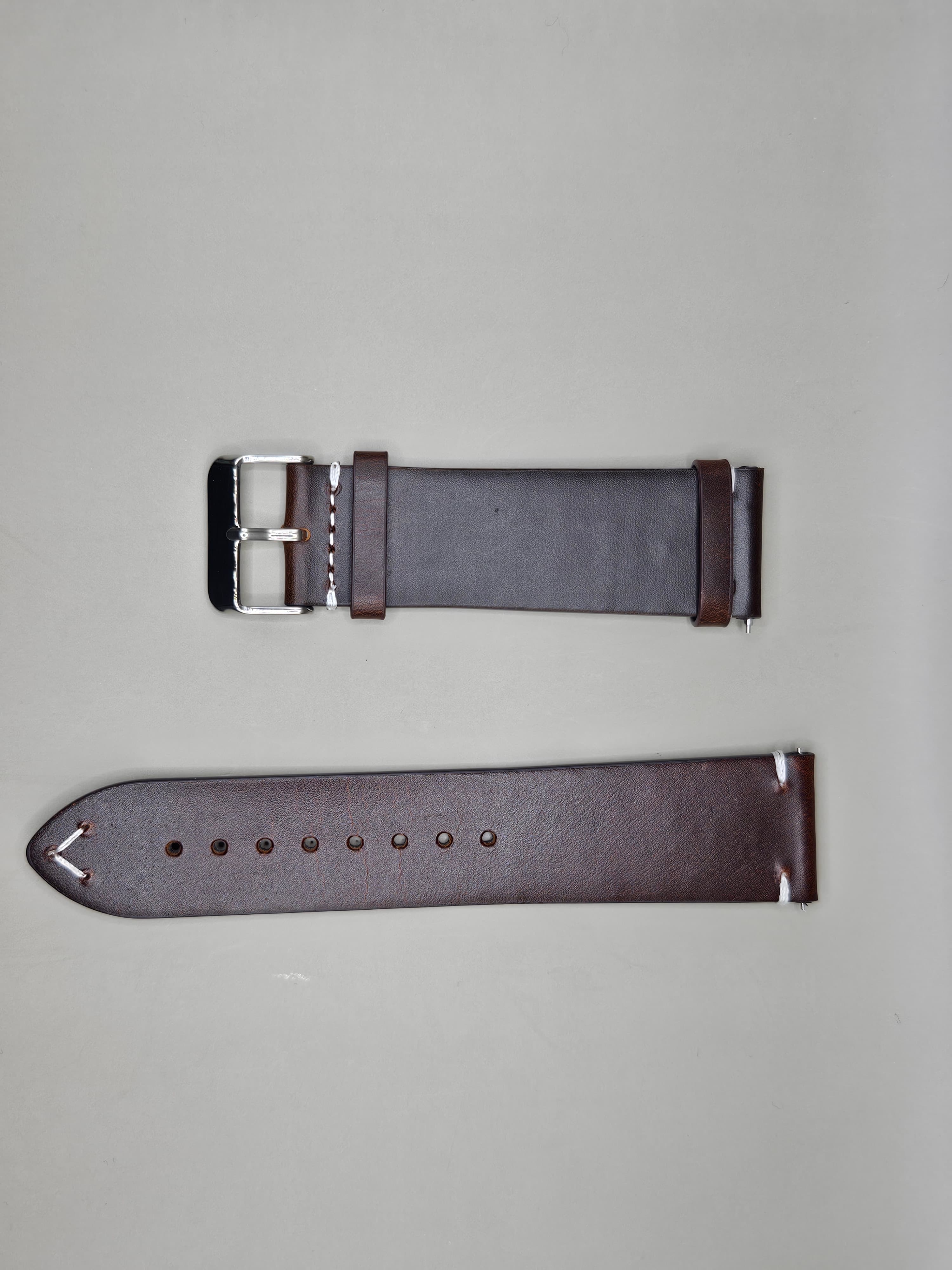 Genuine Leather Brown Watch Strap 24mm – Vintage Style Replacement Band