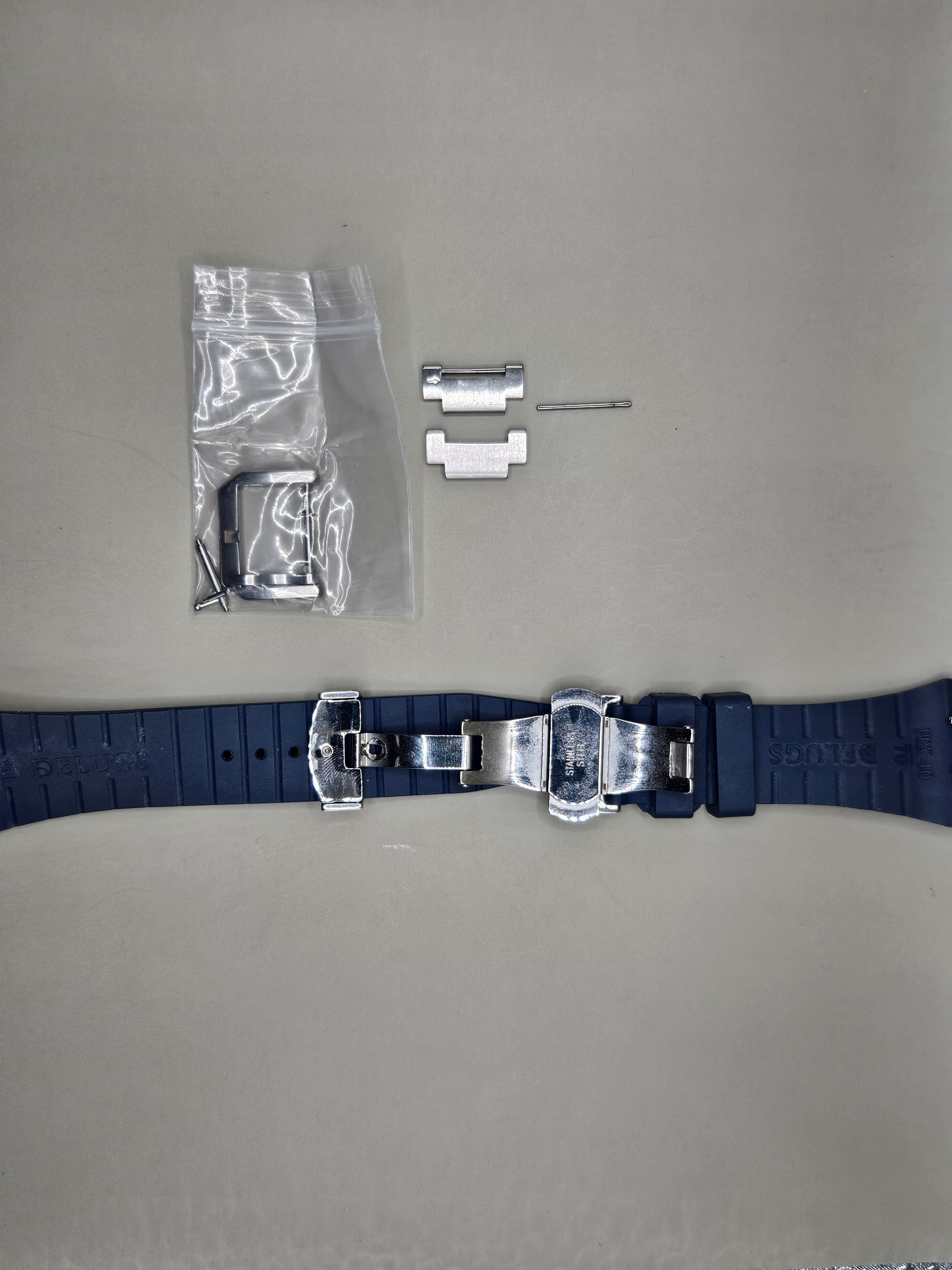 Blue Rubber Diver Watch Strap with Deployant Clasp – Luxury Sport Watch Band Replacement