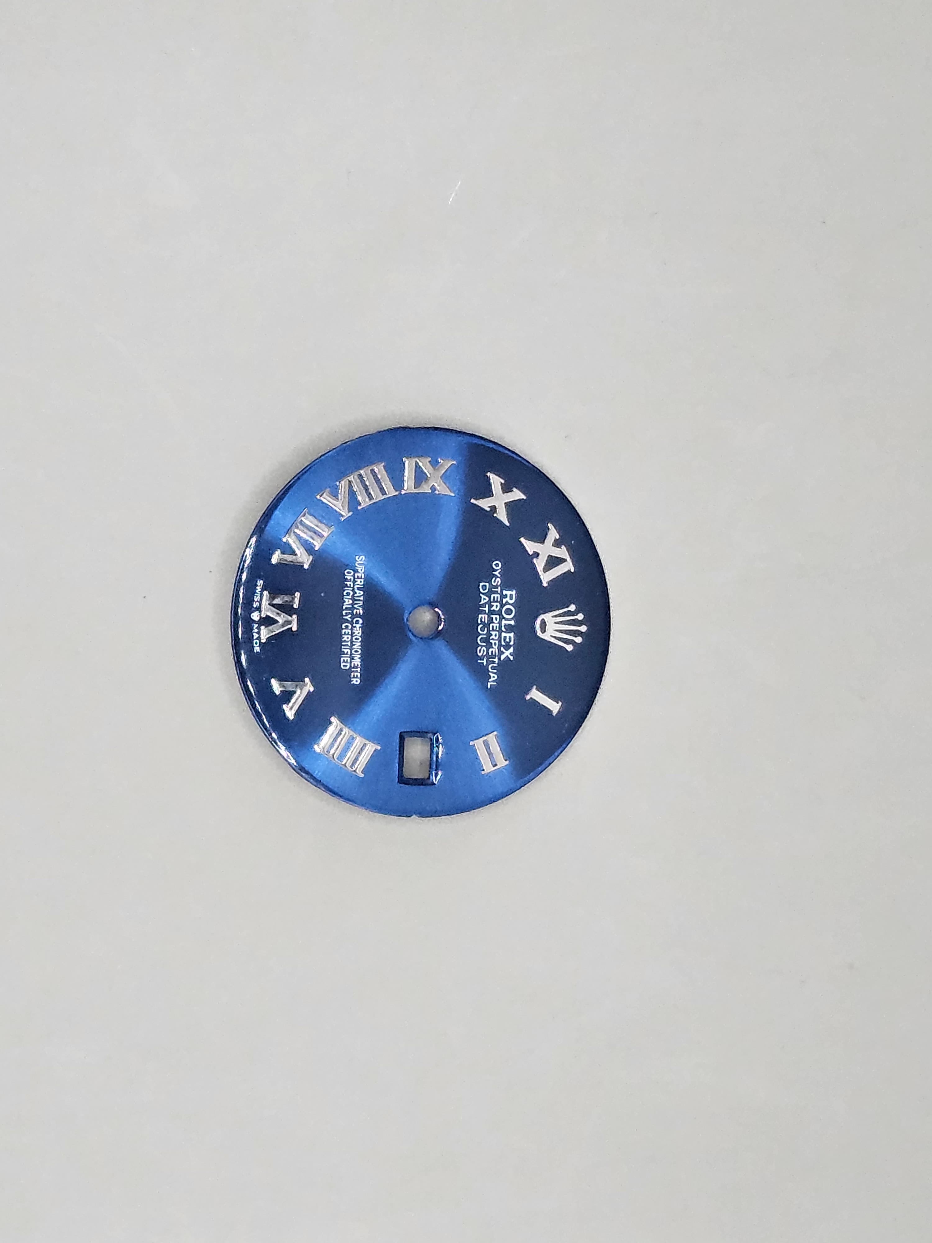 Blue Sunburst Watch Dial with Roman Numerals – Datejust Style Replacement Dial